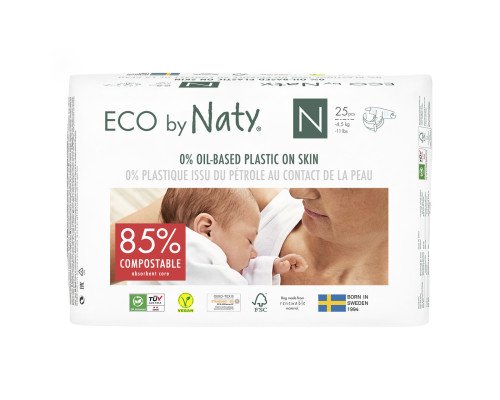 Органічні підгузники Eco by Naty Розмір 0 (до 4,5 кг) 25 шт