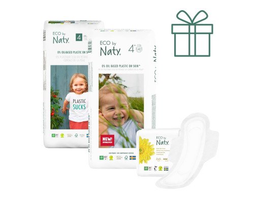 Сет органічних підгузок Eco by Naty, Розмір 4, 44 шт(від 7 до 18 кг) та Розмір 4+,42 шт(від 9 до 20 кг)