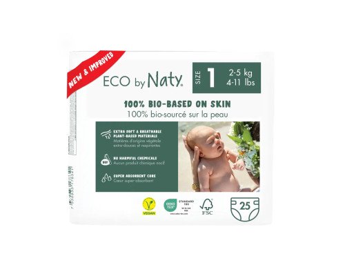 Органические подгузники Eco by Naty Размер 1 (от 2 до 5 кг) 25 шт