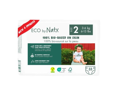 Органічні підгузники Eco by Naty Розмір 2 (від 3 до 6 кг) 33 шт