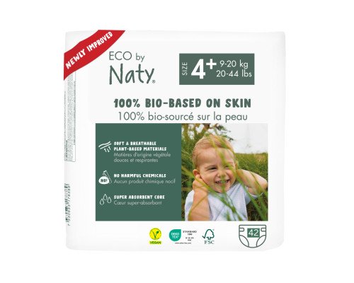 Органические подгузники Eco by Naty Размер 4+ (от 9 до 20 кг) 42 шт