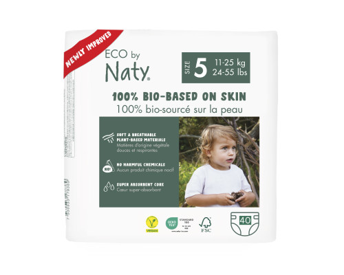 Органические подгузники Eco by Naty Размер 5 (от 11 до 25 кг) 40 шт