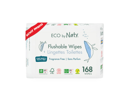 Органическая влажная туалетная бумага Eco by Naty, без запаха 168 шт (3 упаковки 1)