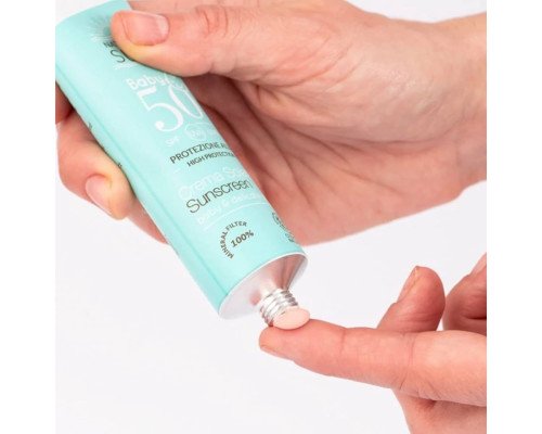 Органічний дитячий сонцезахисний флюїд SPF 50 в алюмінієвій тубі Officina Naturae, 75 мл