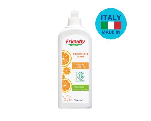Органічний засіб для миття посуду Friendly Organic з апельсиновою олією 500 мл