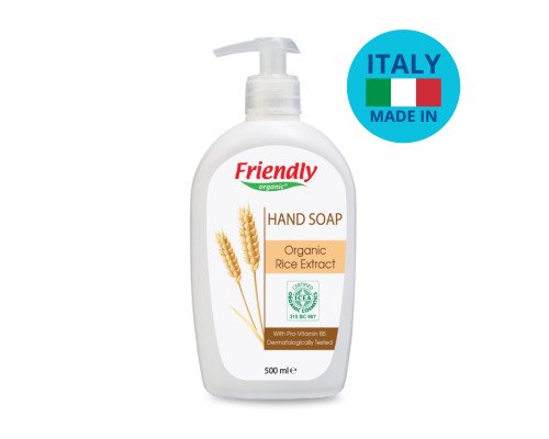 Органічне рідке мило для рук з екстрактом рису Friendly Organic 500 мл