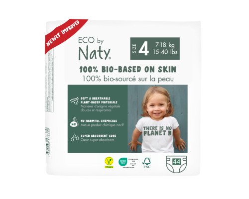 Сет органічних підгузок Eco by Naty, Розмір 4, 44 шт(від 7 до 18 кг) та Розмір 4+,42 шт(від 9 до 20 кг)