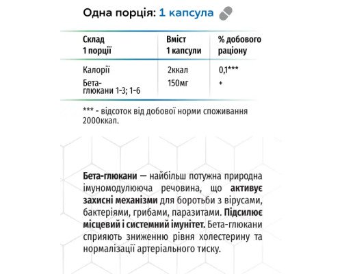 Імунітет Форте (Бета-Глюкан) 90 капсул